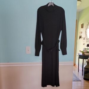 Vera Wang Black Sheath Dress with Bishop Sleeves